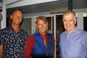 The three finalists in the playwriting competition, together on opening night